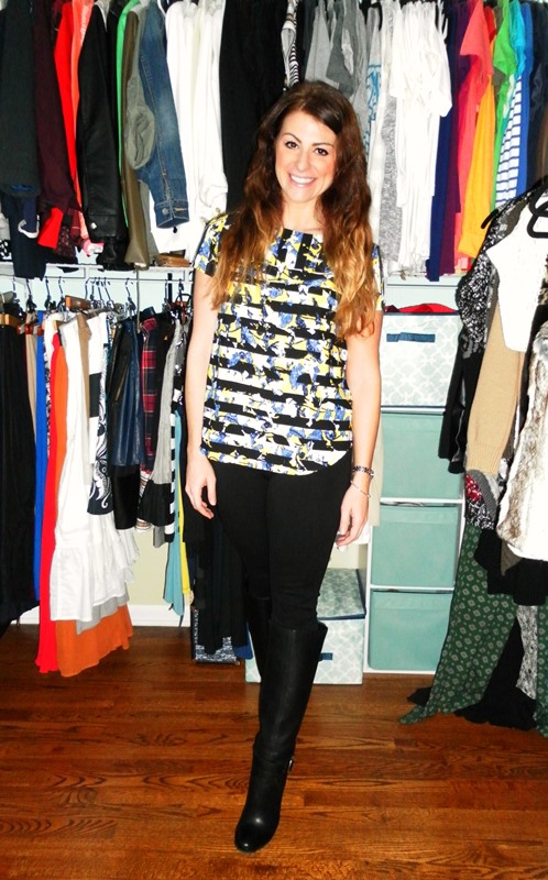 peter pilotto for target blouse, jcrew minnie pant, sole society black boots