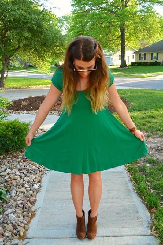 topshop dress, asos audio booties, ray ban aviators