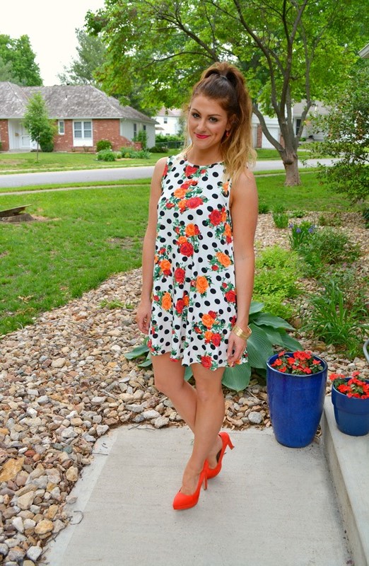 asos swing dress, zara orange pumps, ashley from lsr