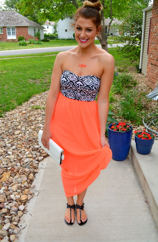 cc lake neon nights dress, dolce vita bow sandals, ashley from lsr, bauble bar signature necklace