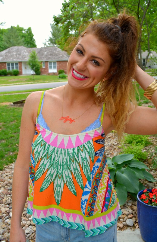 swell tank, gap boyfriend shorts, pink wedges, baublebar signature necklace, ashley from LSR