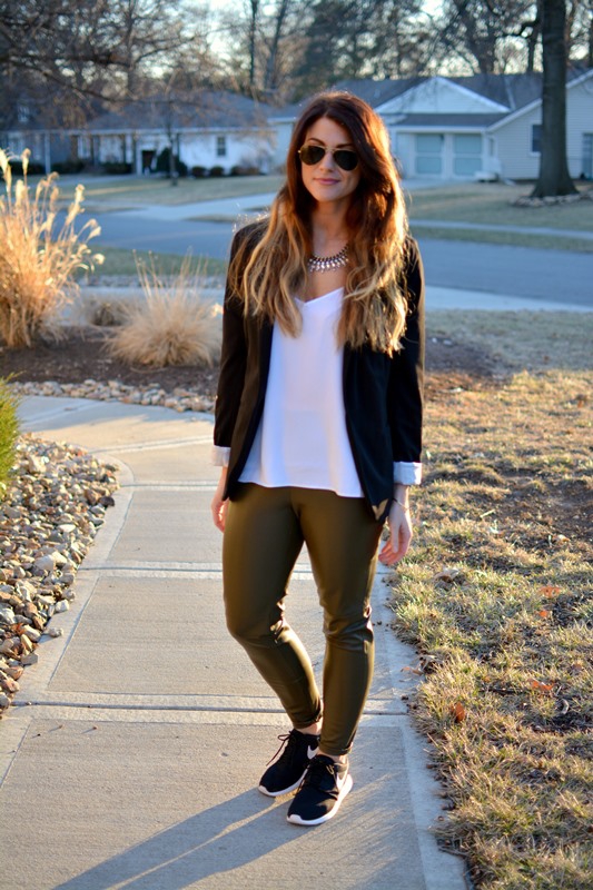 olive green leather sneakers