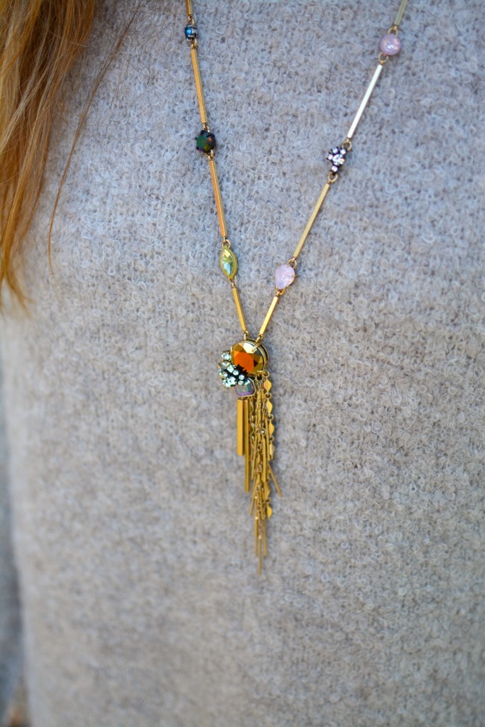 Ashley from LSR in a slouchy beige sweater and JCrew constellation necklace.