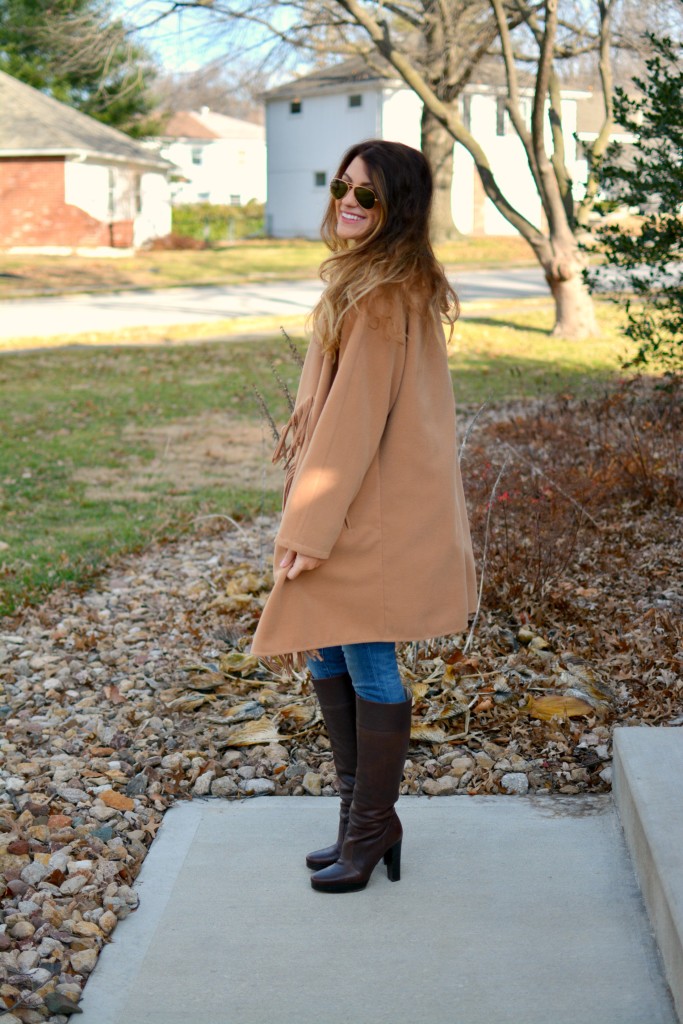 Ashley from LSR in a JOA fringe coat and Michael Kors boots.