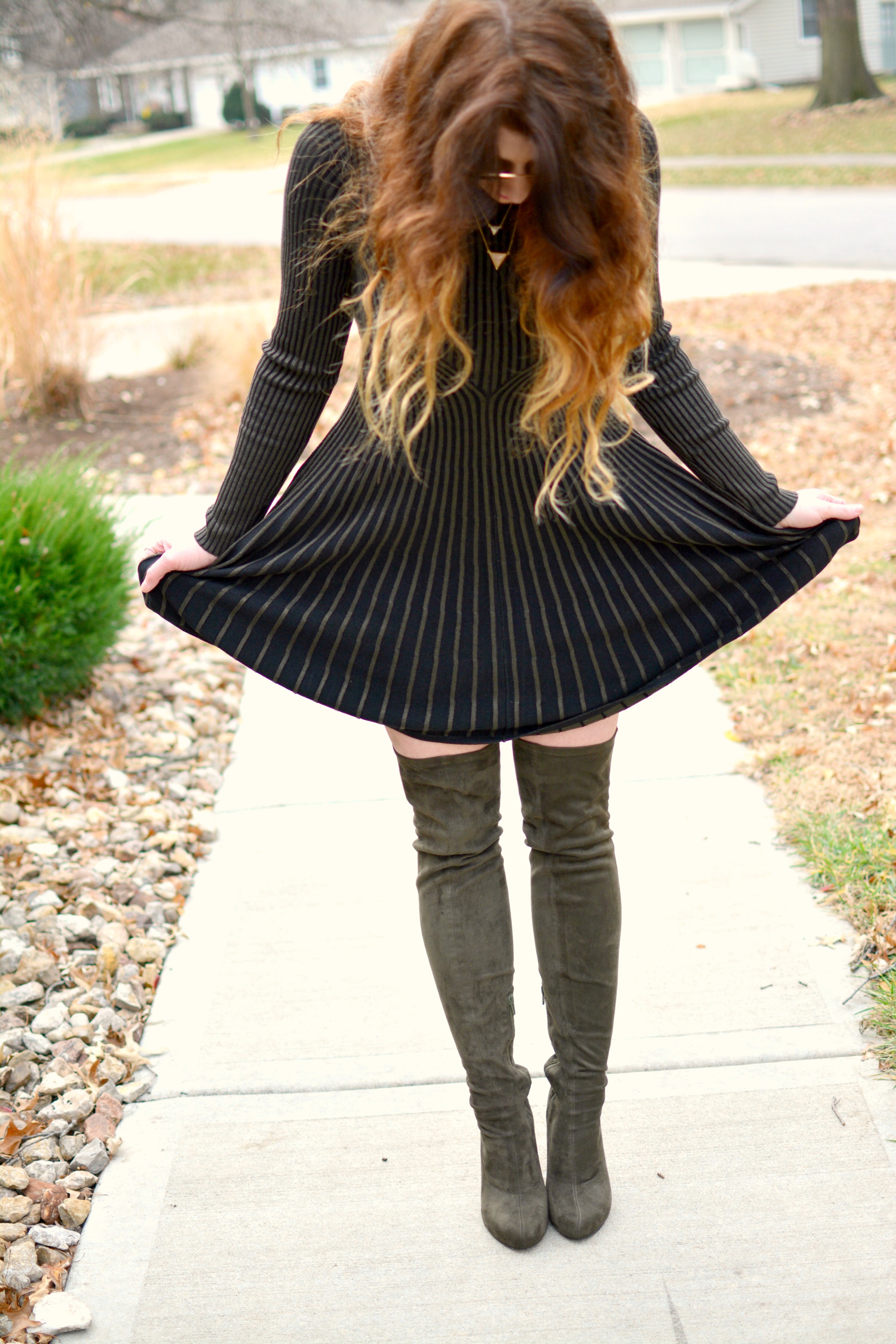 olive green booties outfit