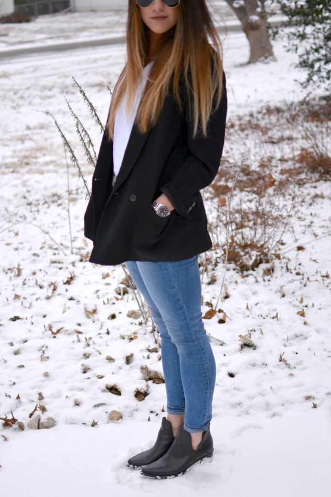 Ashley from LSR in a vintage Brooks Brothers blazer, a concho belt, and Steve Madden Dextir boots