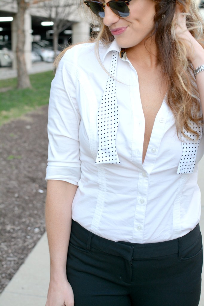 Ashley from LSR in a white shirt and bow tie for KCFW