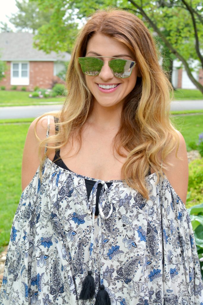 Ashley form LSR in a boho off-the-shoulder top 