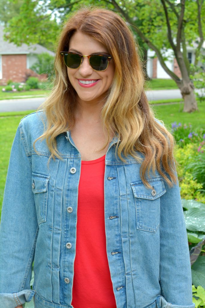 Ashley from LSR in a men's denim jacket