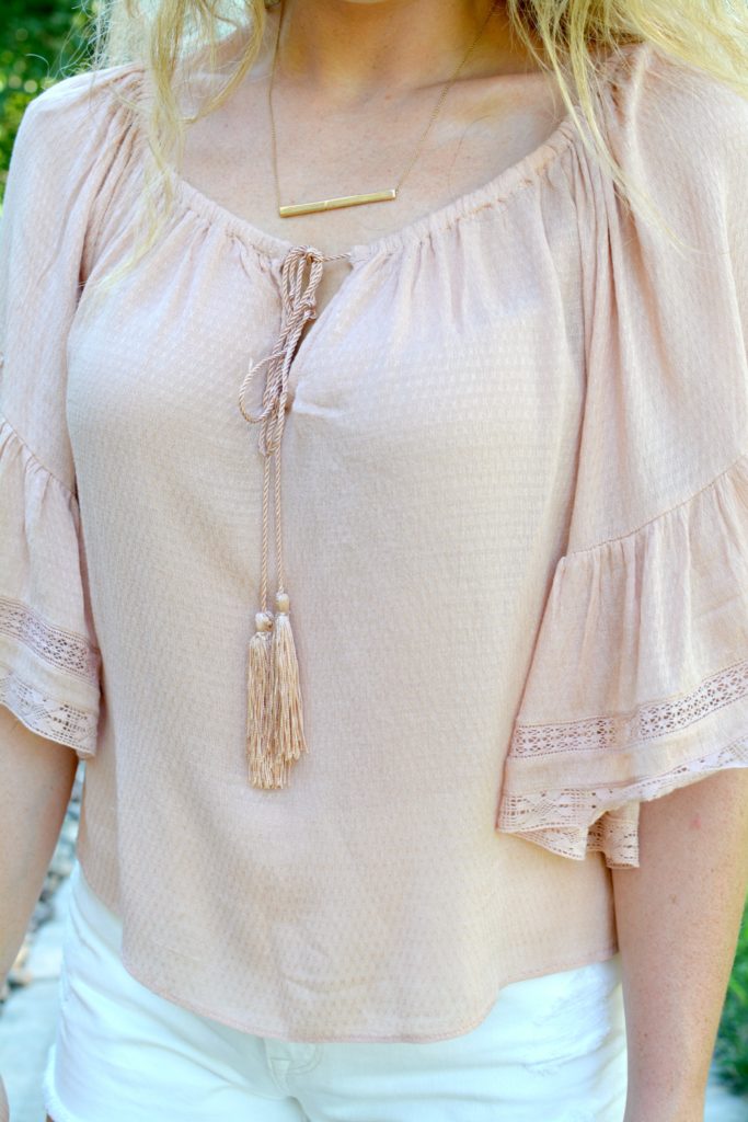 Ashley from LSR in a blush top from Zara