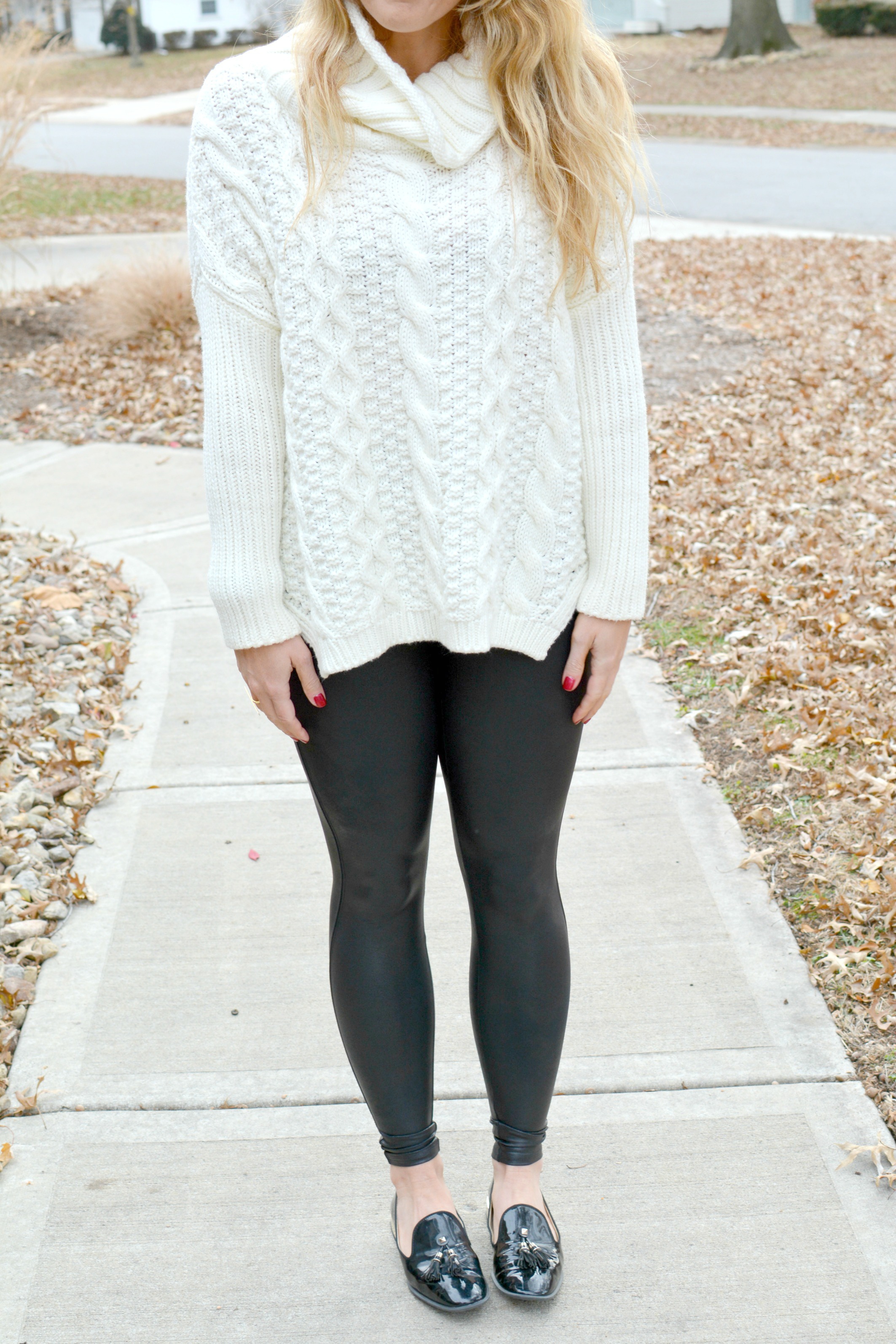 Cable Knit Sweater & Leggings Outfit