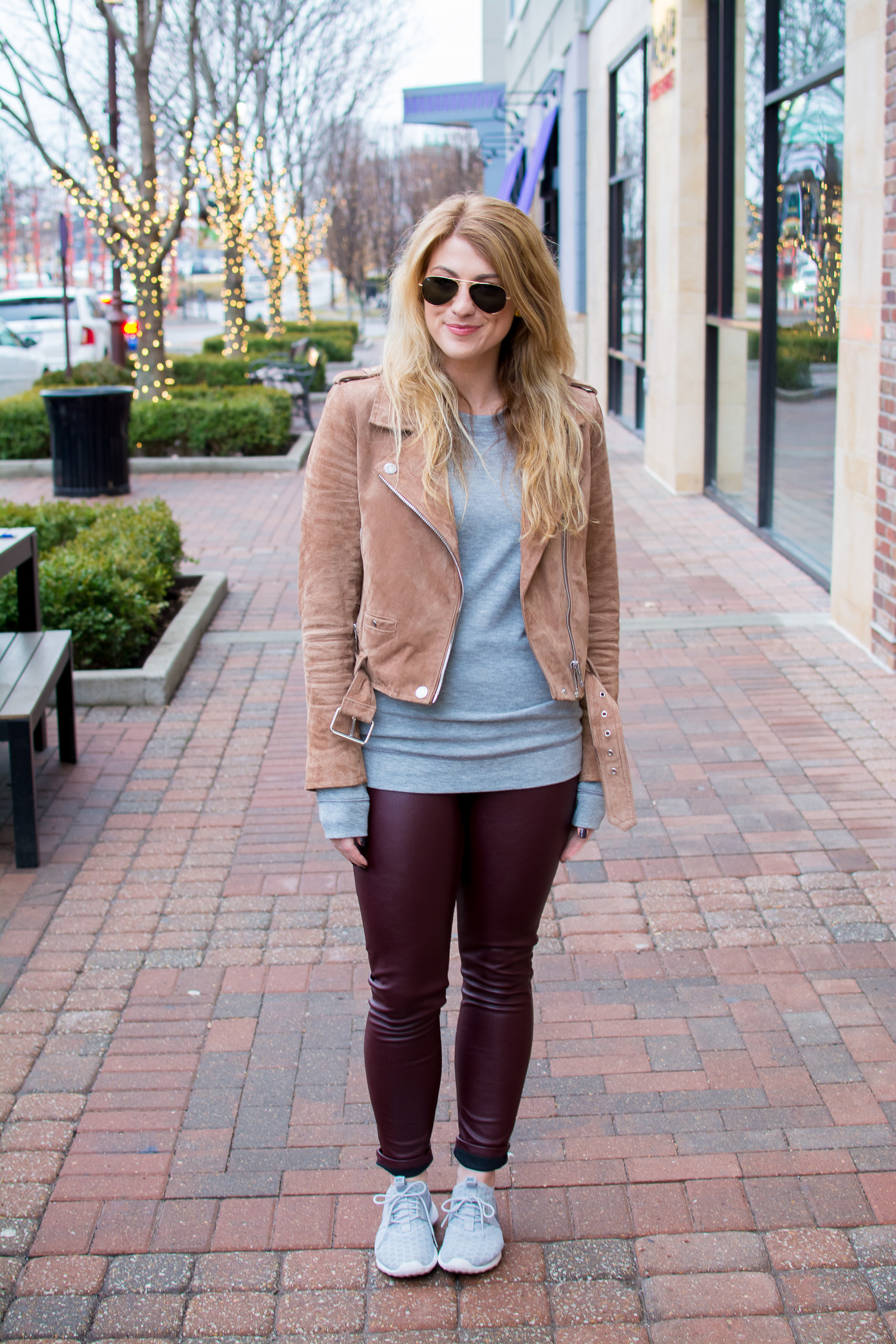 Suede leather leggings