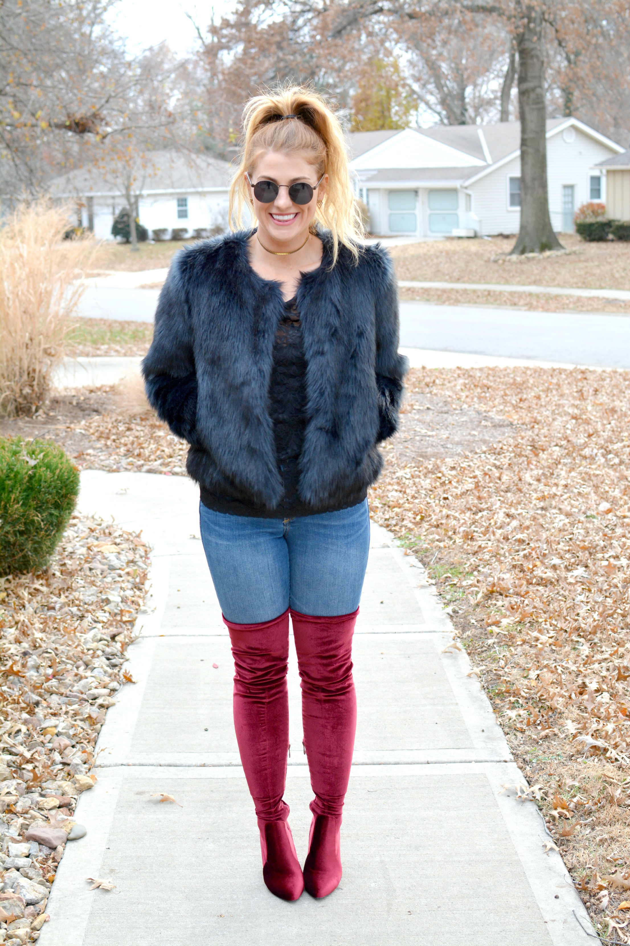 fur thigh boots