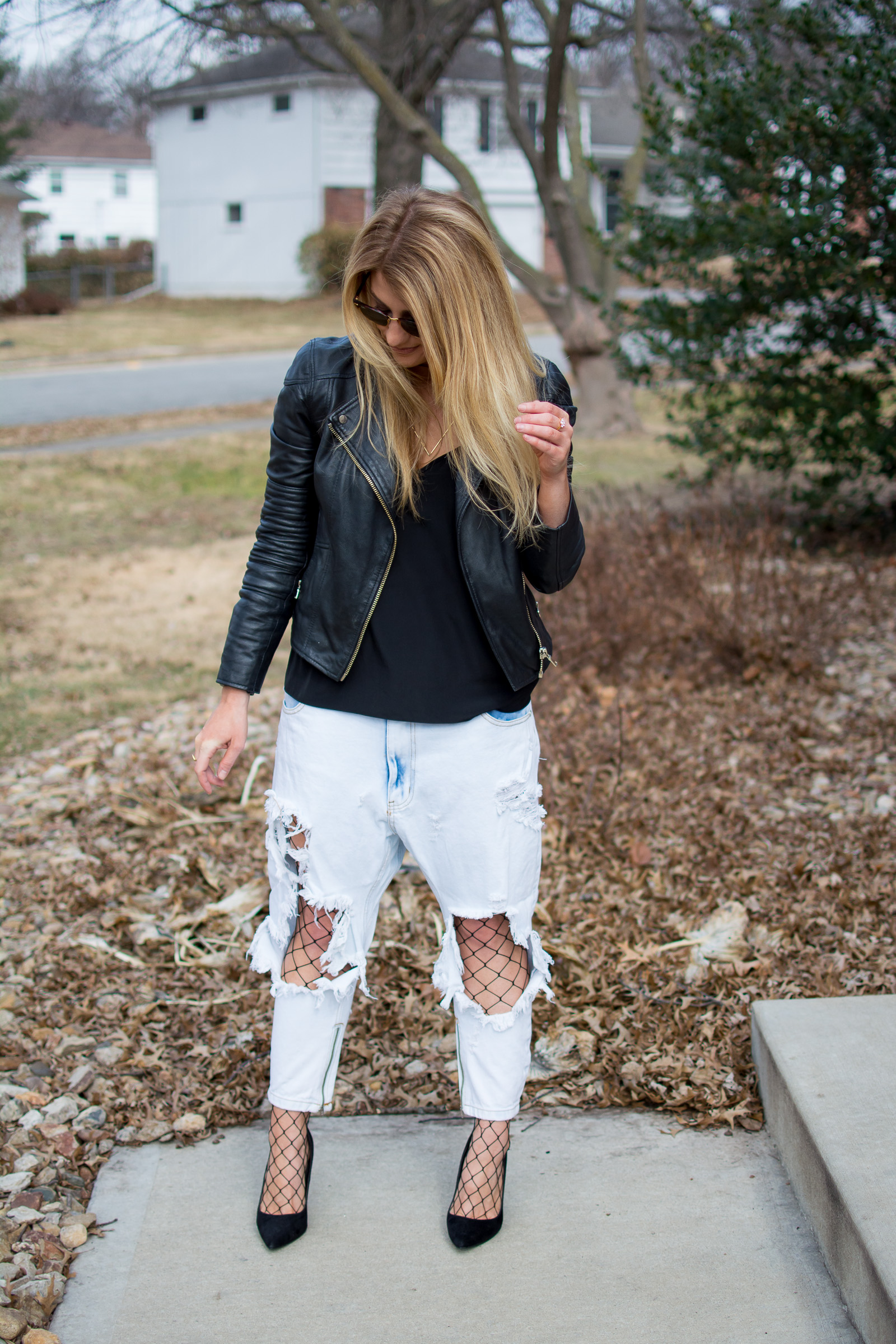 Jeans with hotsell fishnets outfit