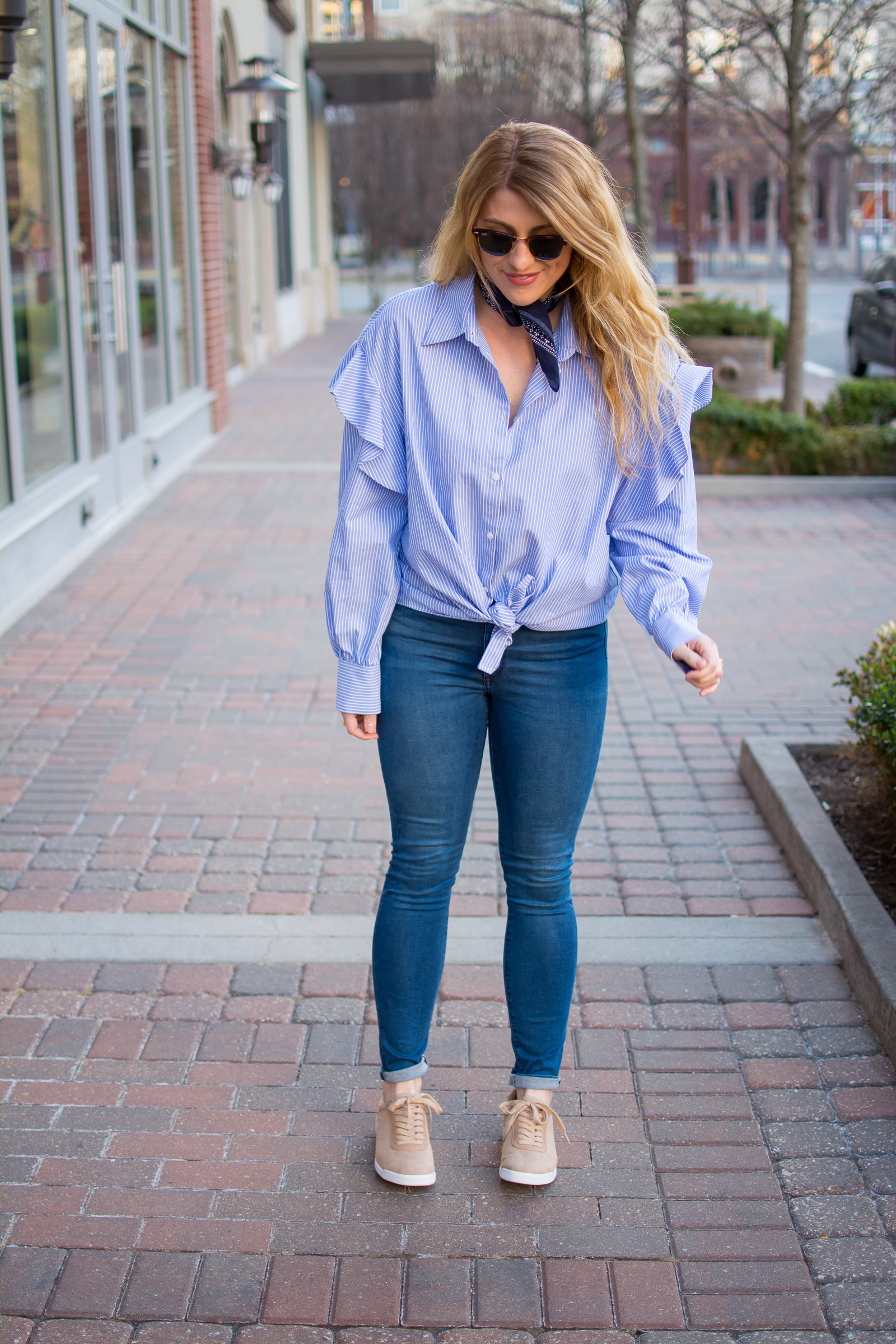 Oversized Striped Shirt with Mega Ruffles. Le Stylo Rouge