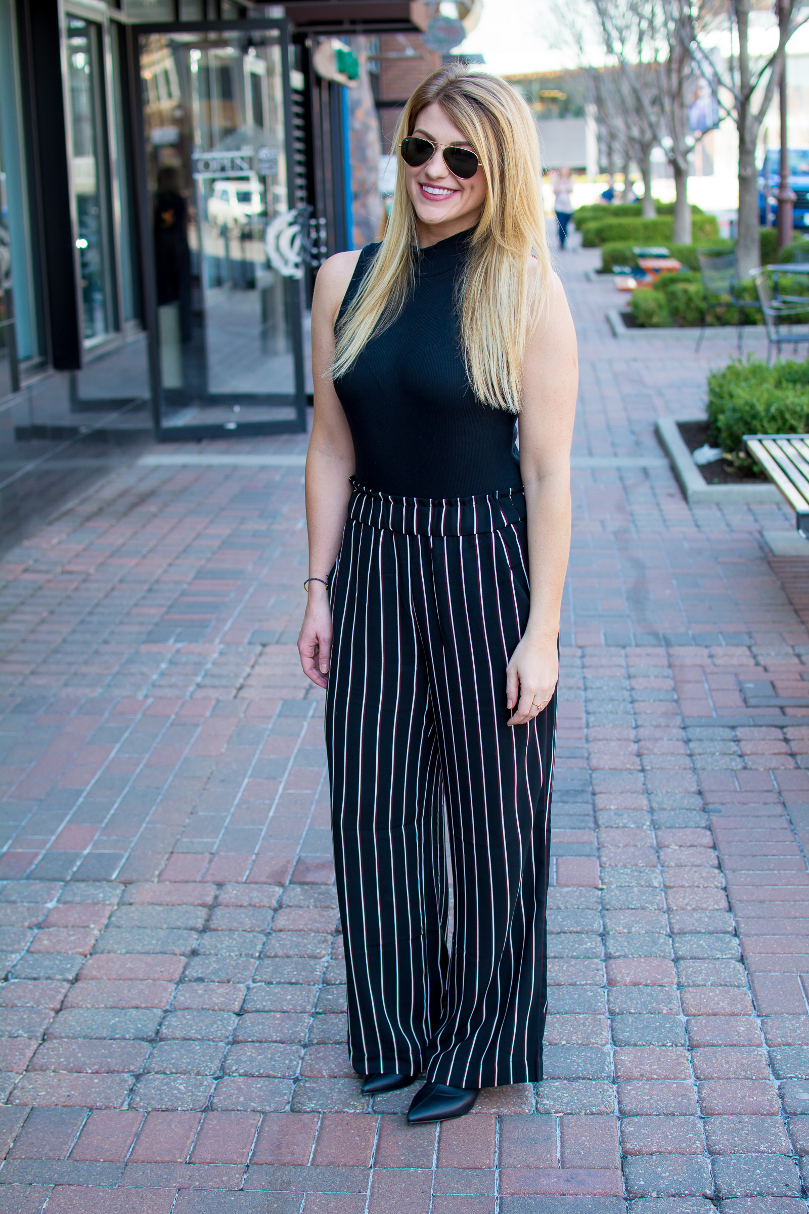 Wide-leg Striped Pants + Bodysuit.