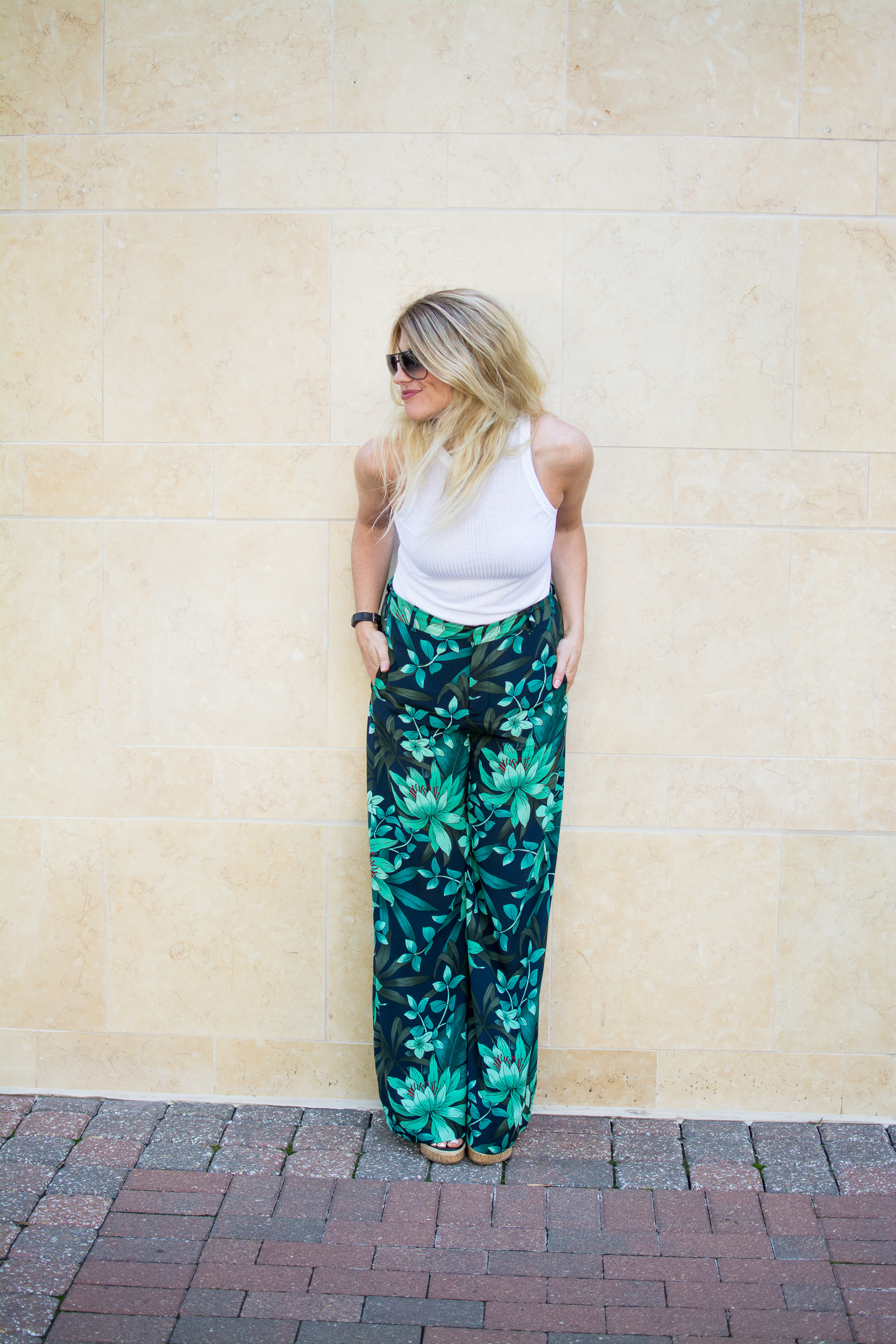 tropical wide leg pants