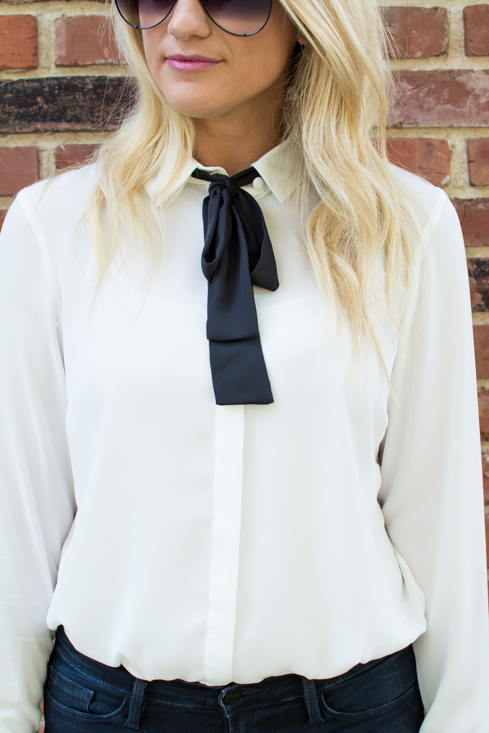 A Bow-tie Blouse with Dark Denim. | Ashley from LSR