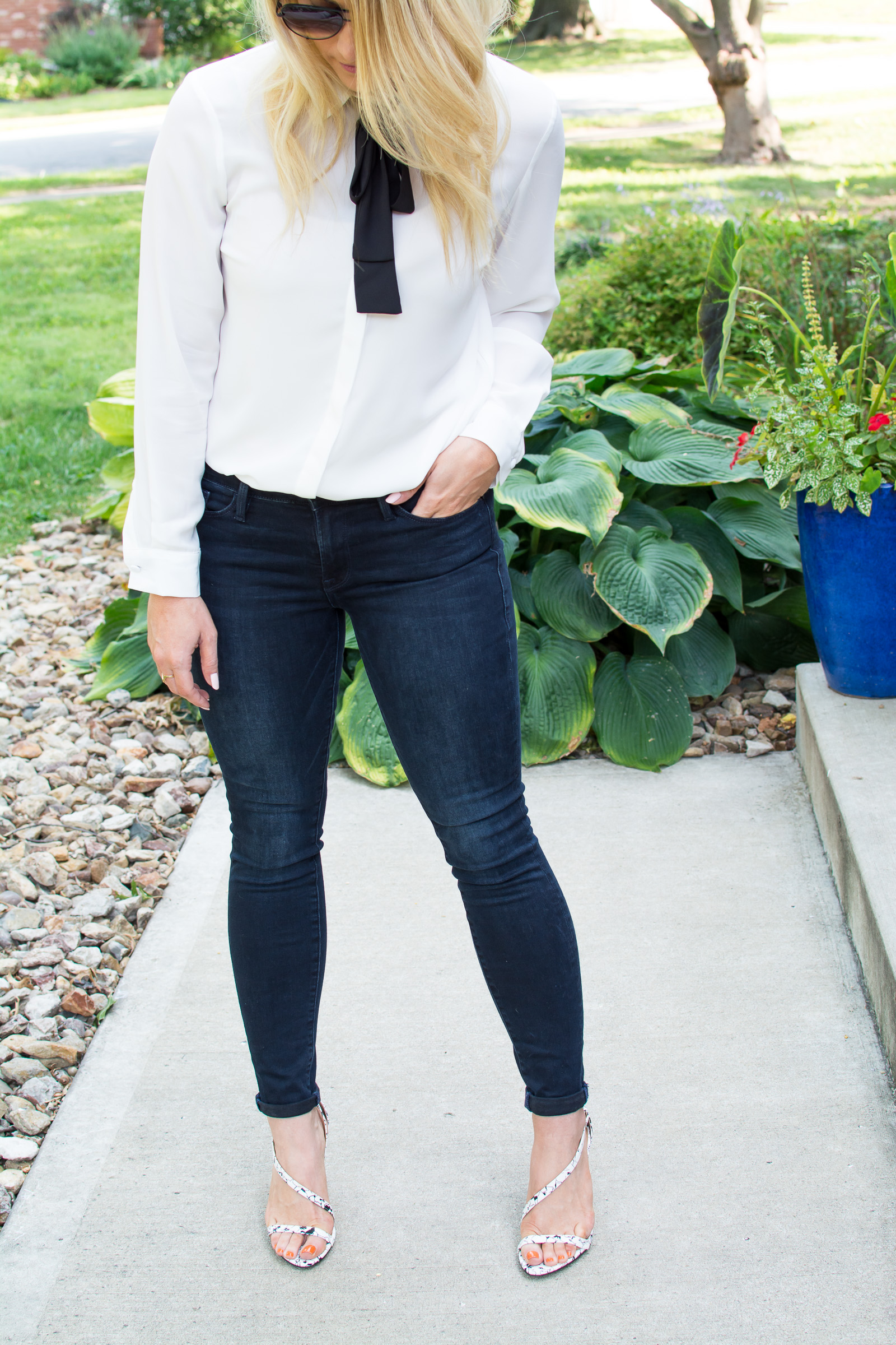 A Bow-tie Blouse with Dark Denim. | Ashley from LSR