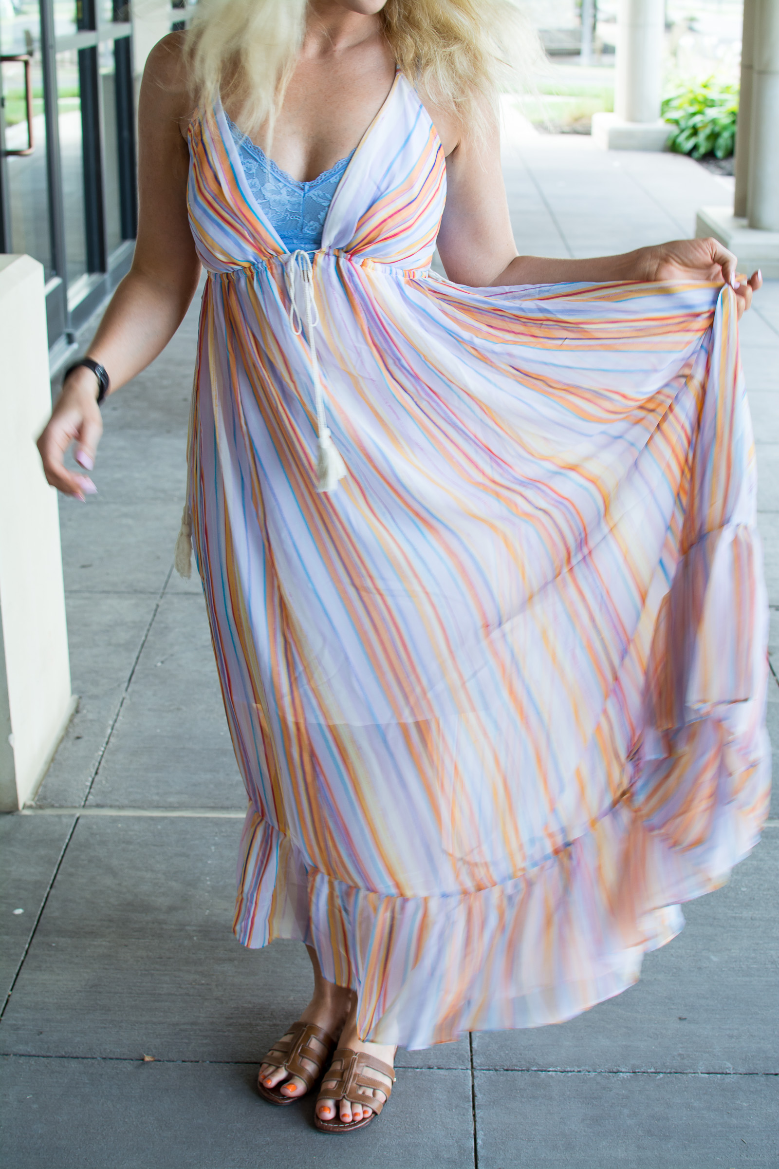 Free people store striped maxi dress