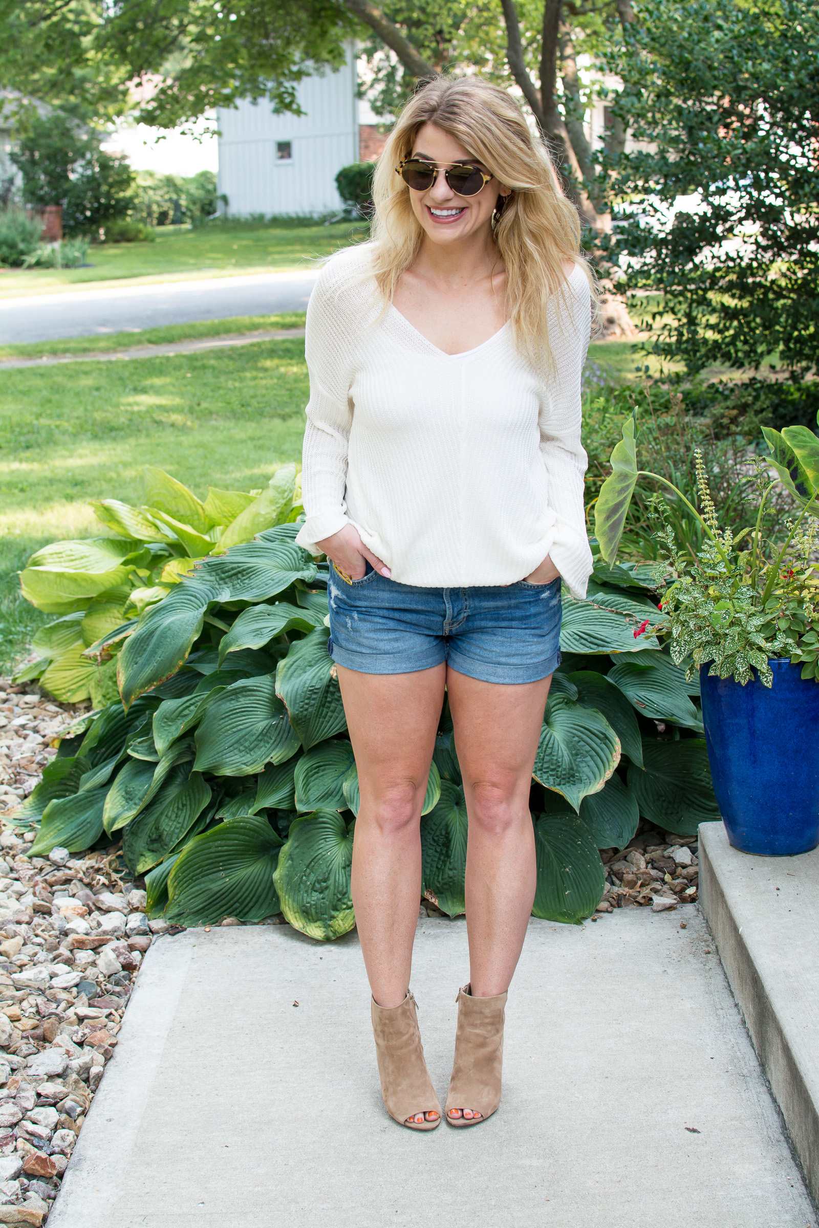 sweater shorts and boots