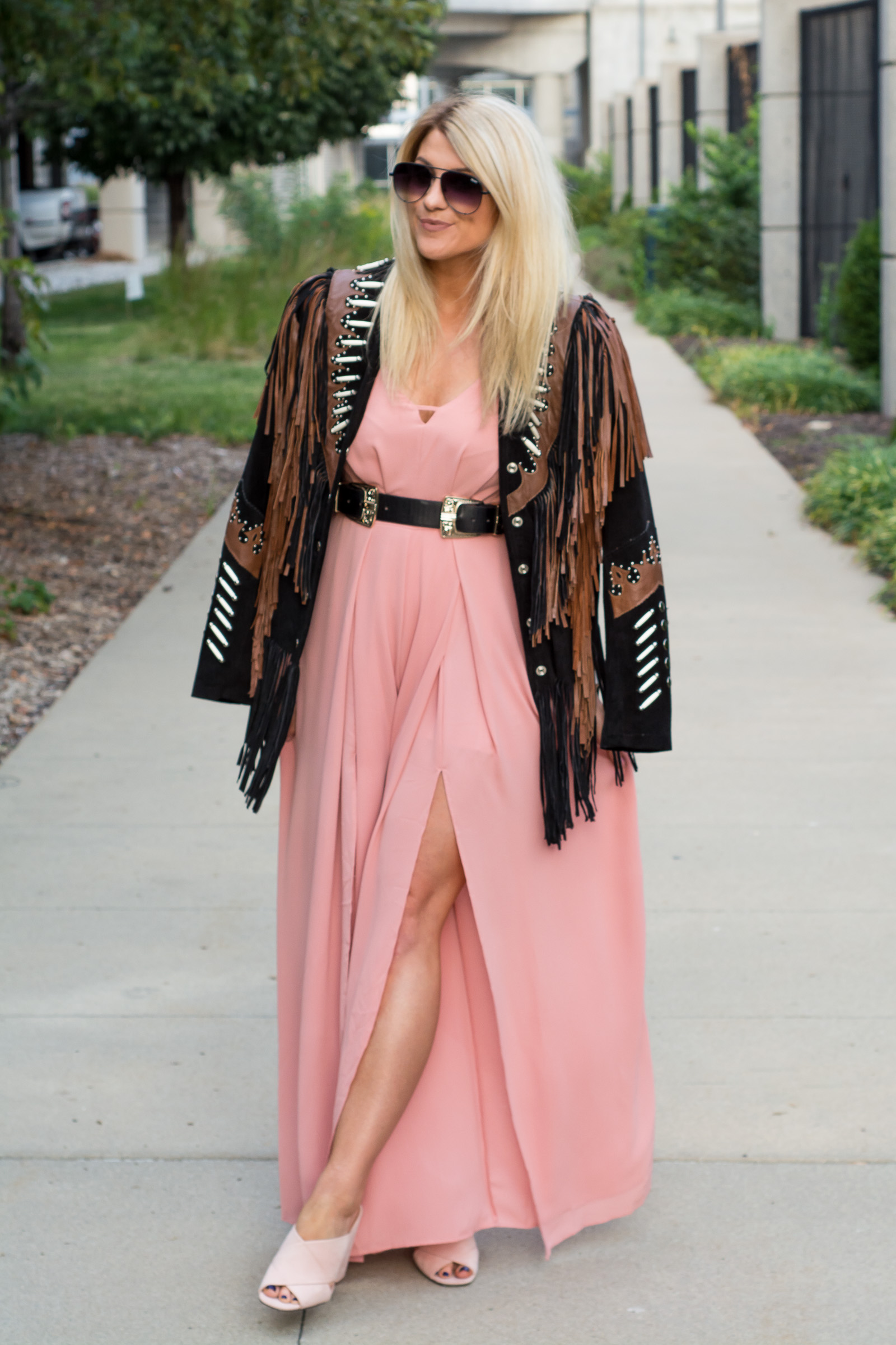 Blush Jumpsuit + Statement Jacket. | Ashley from LSR