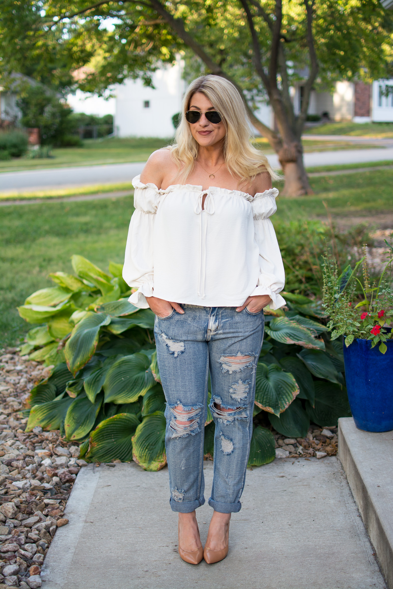 Girly and Tough: Flouncy Blouse with One Teaspoon Boyfriend Jeans. | Ashley from LSR