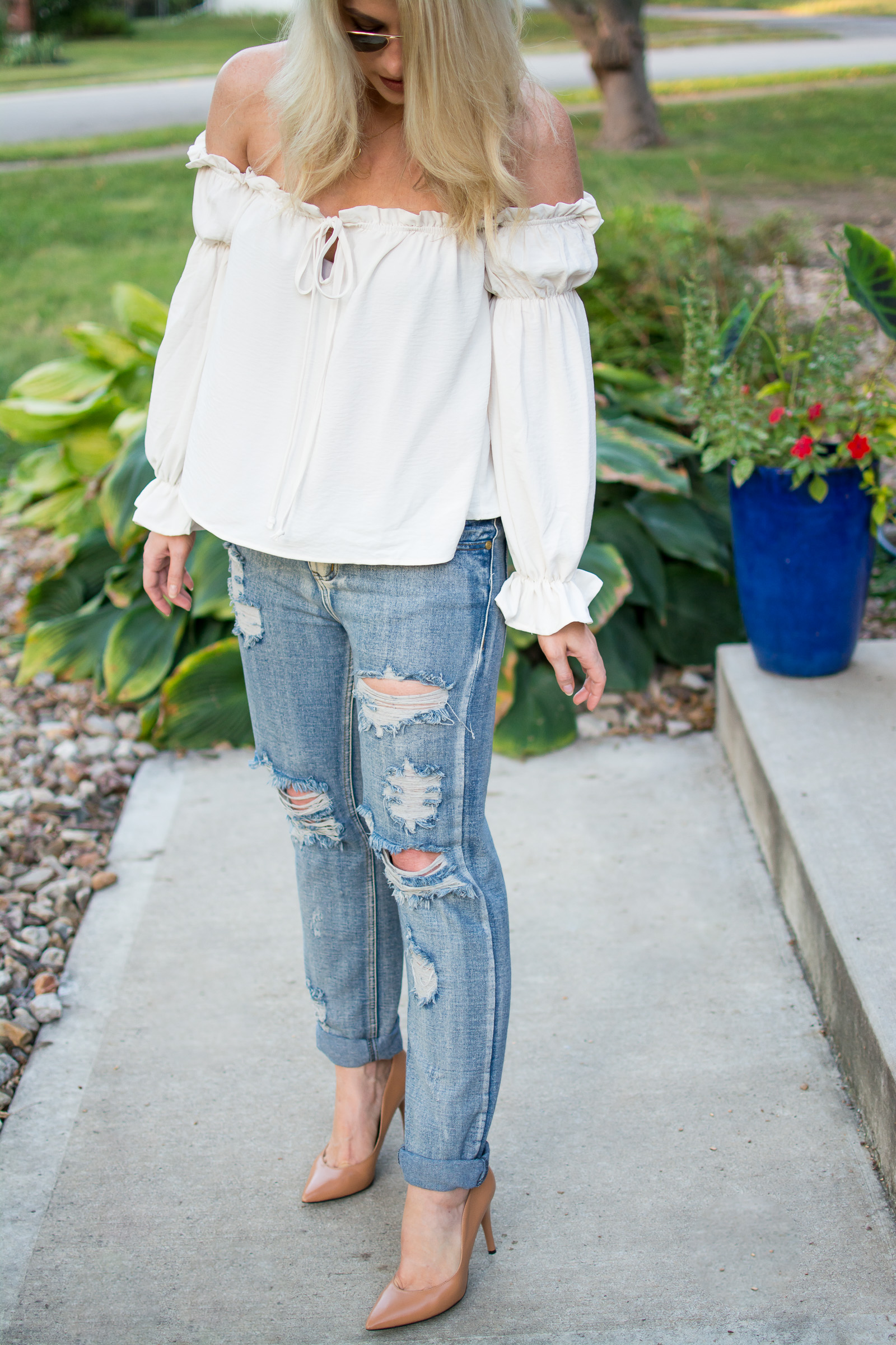 Girly and Tough: Flouncy Blouse with One Teaspoon Boyfriend Jeans. | Ashley from LSR