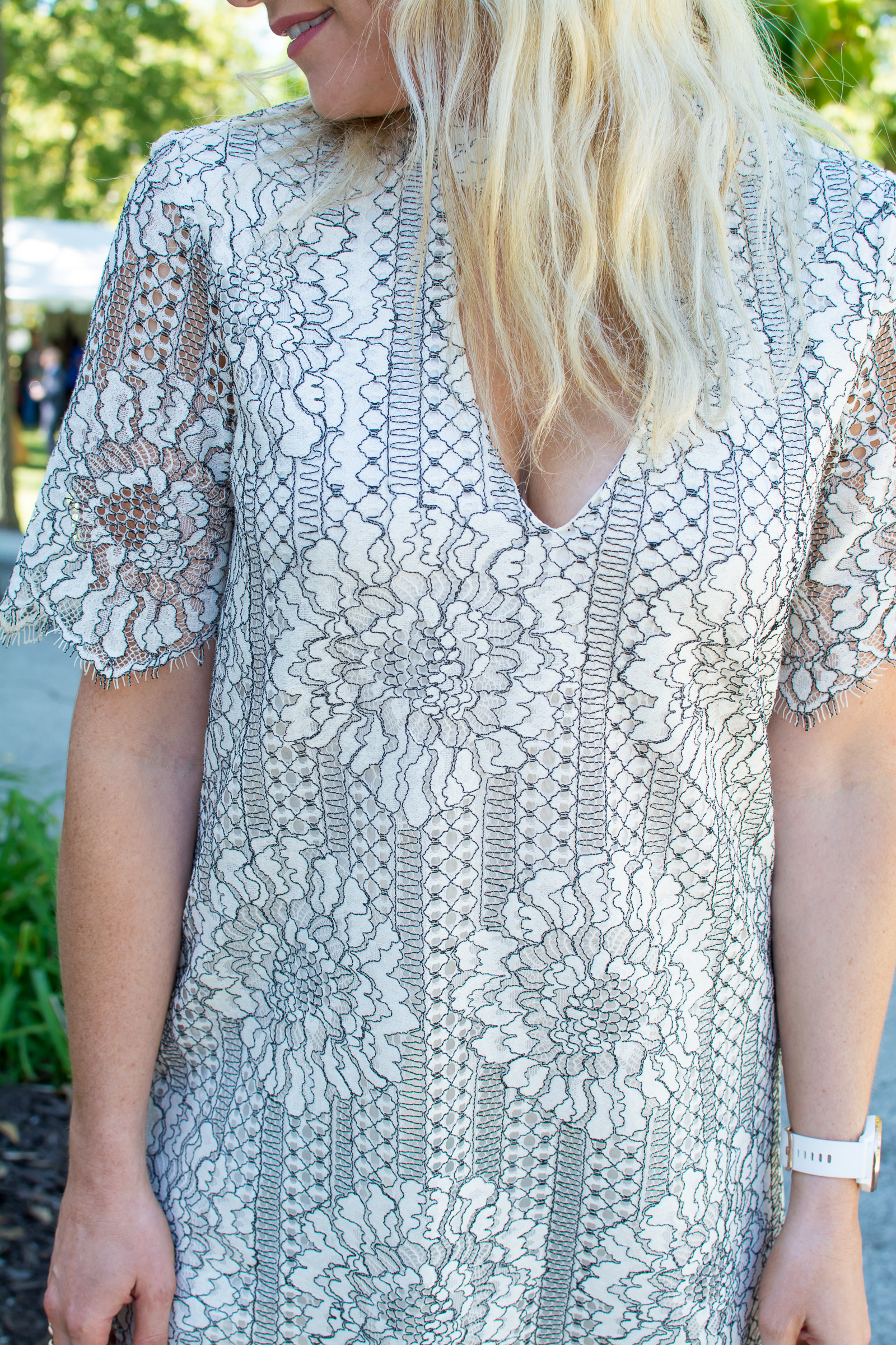 Wearing a White Lace Dress for Early Fall. | Ashley from LSR