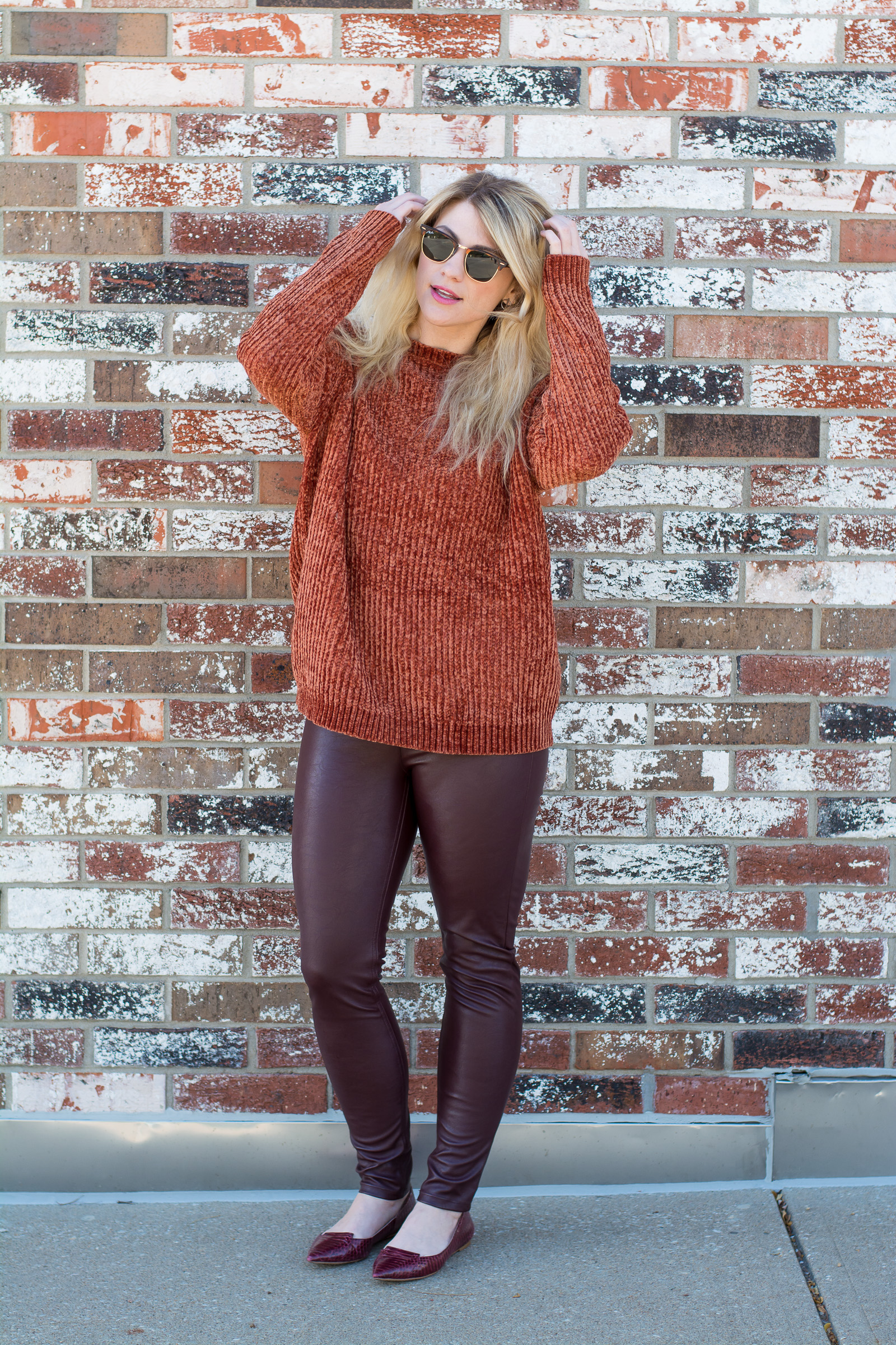 Pumpkin Chenille + Leather Leggings. | Ashley from LSR