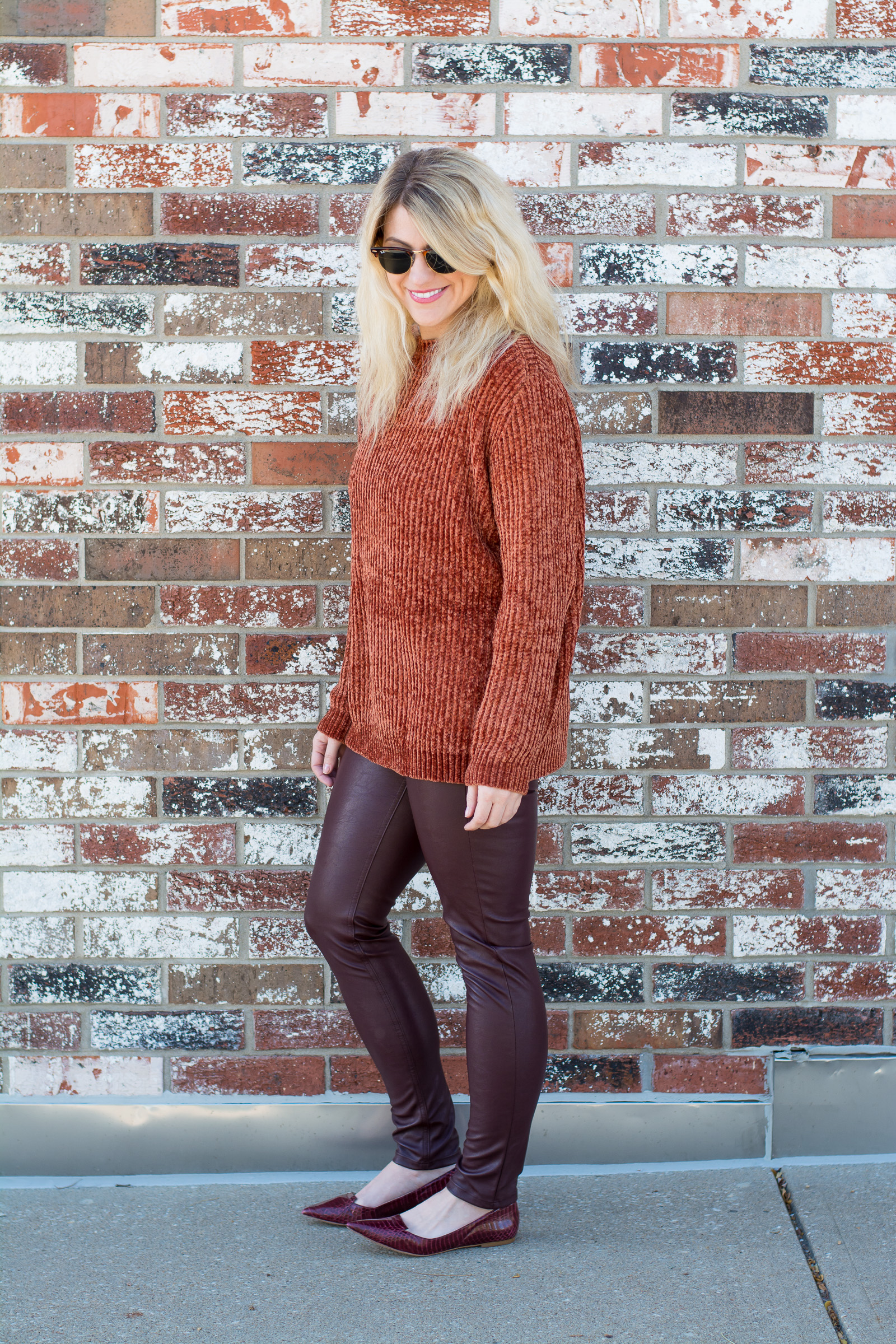 Pumpkin Chenille + Leather Leggings. | Ashley from LSR