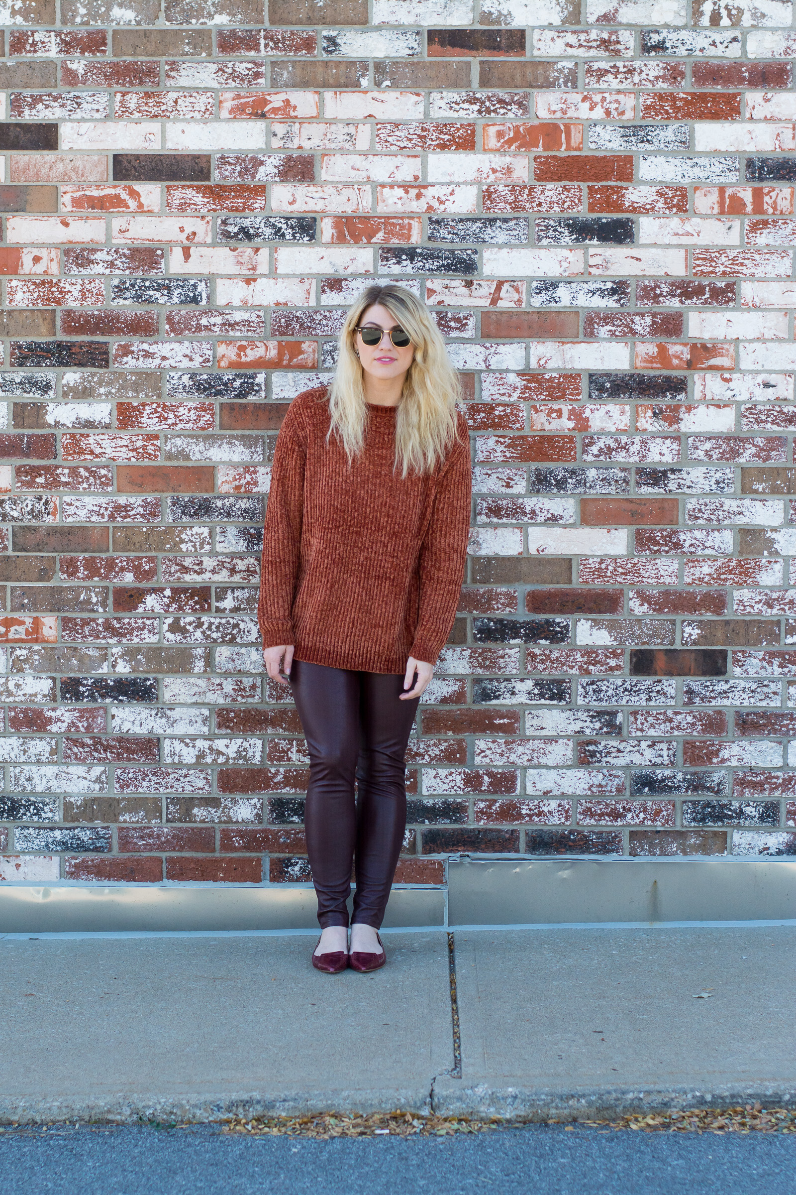 Pumpkin Chenille + Leather Leggings. | Ashley from LSR