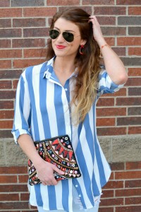 Boohoo Spring Break in a Striped Shirt. Le Stylo Rouge