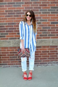 Boohoo Spring Break in a Striped Shirt. Le Stylo Rouge