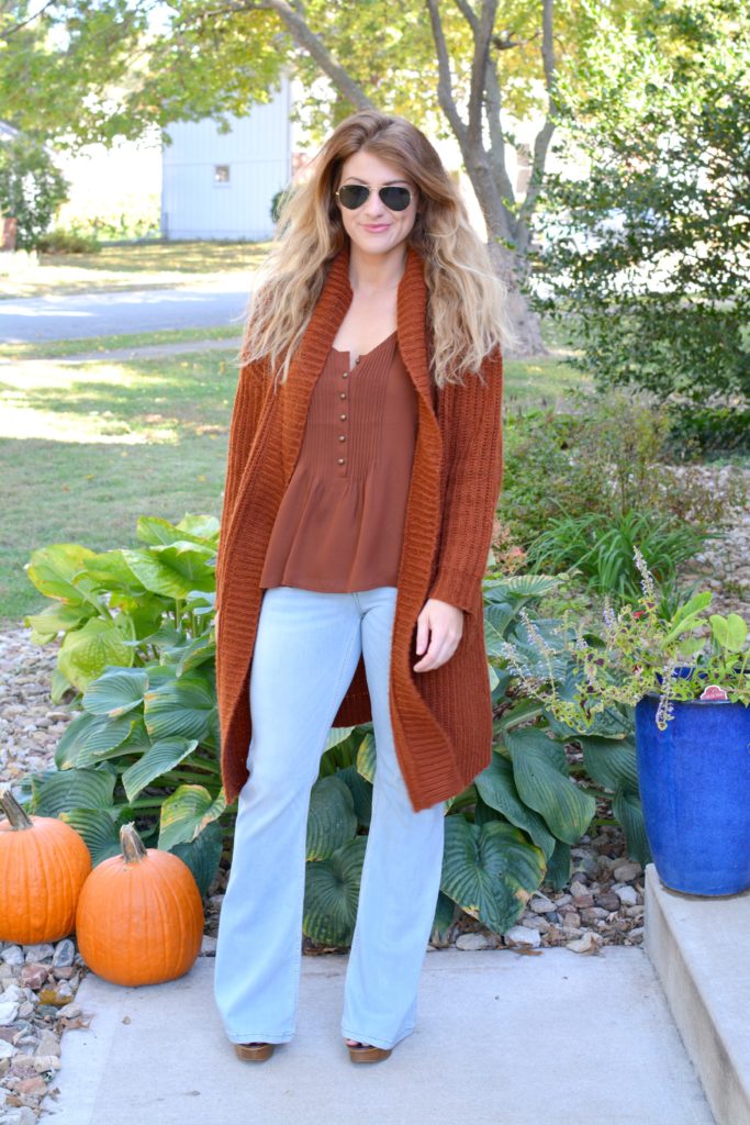 Rust Striped Cardigan