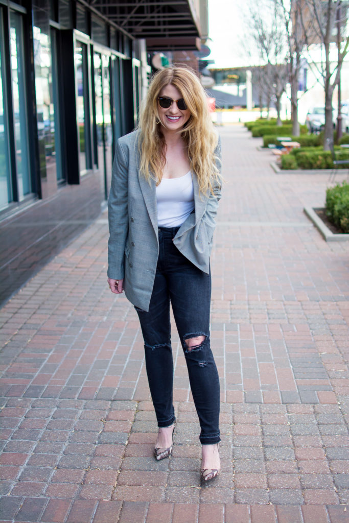 Celebrity Ruffled Gray Blazer
