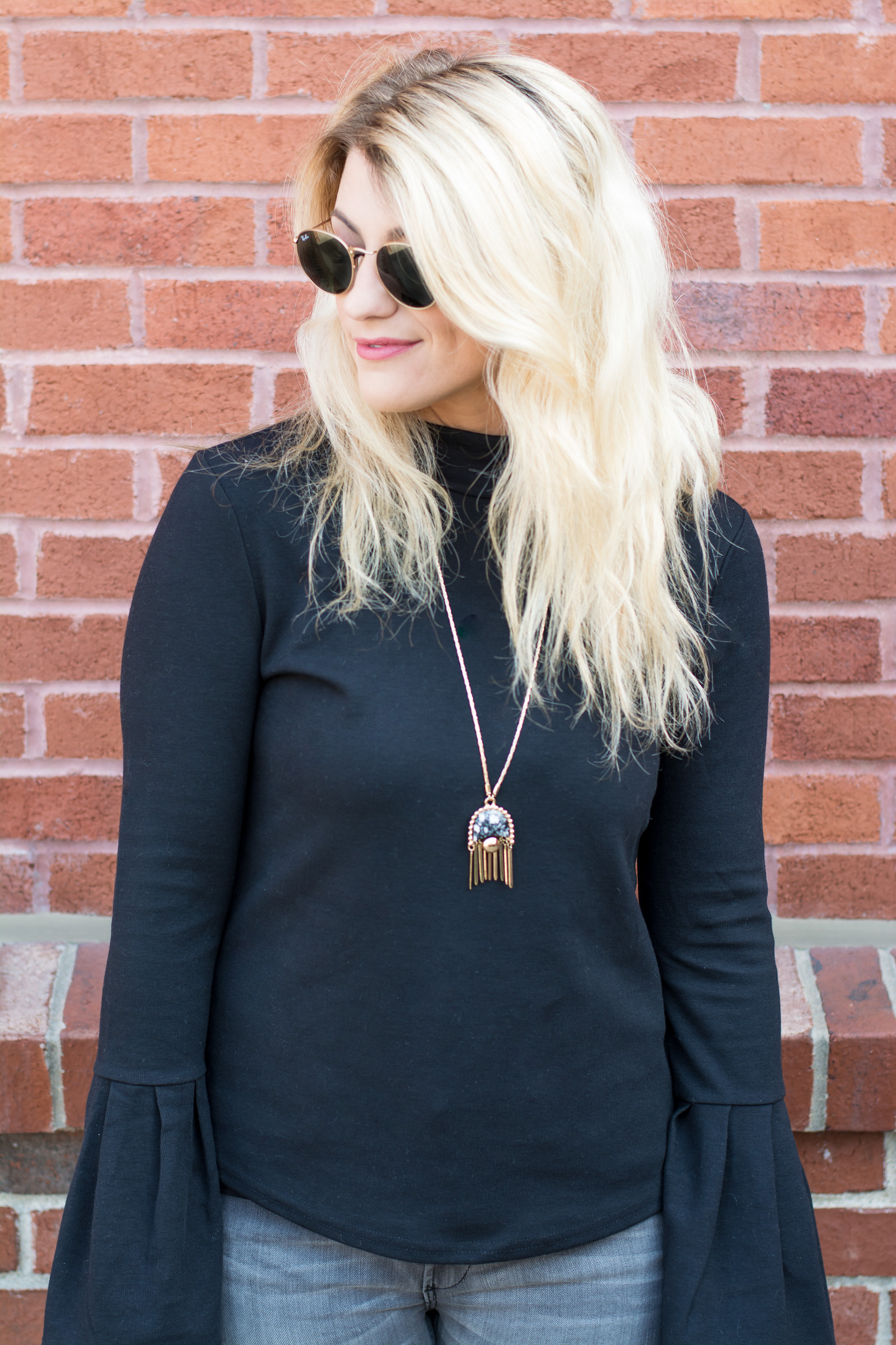 Black Sweater with Bell Sleeves. | Ashley from LSR