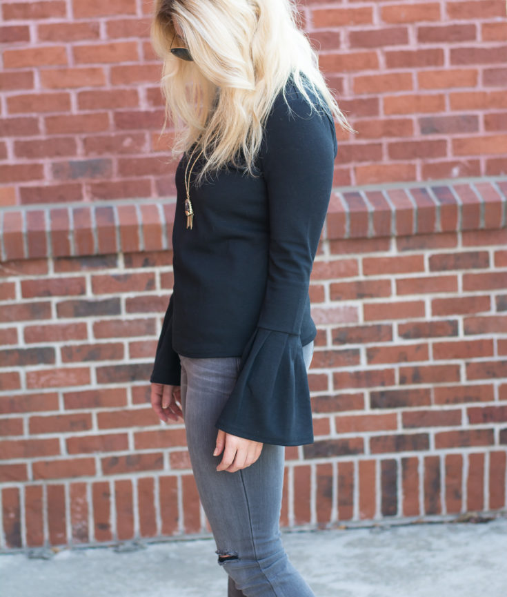 Black Sweater with Bell Sleeves. | Ashley from LSR