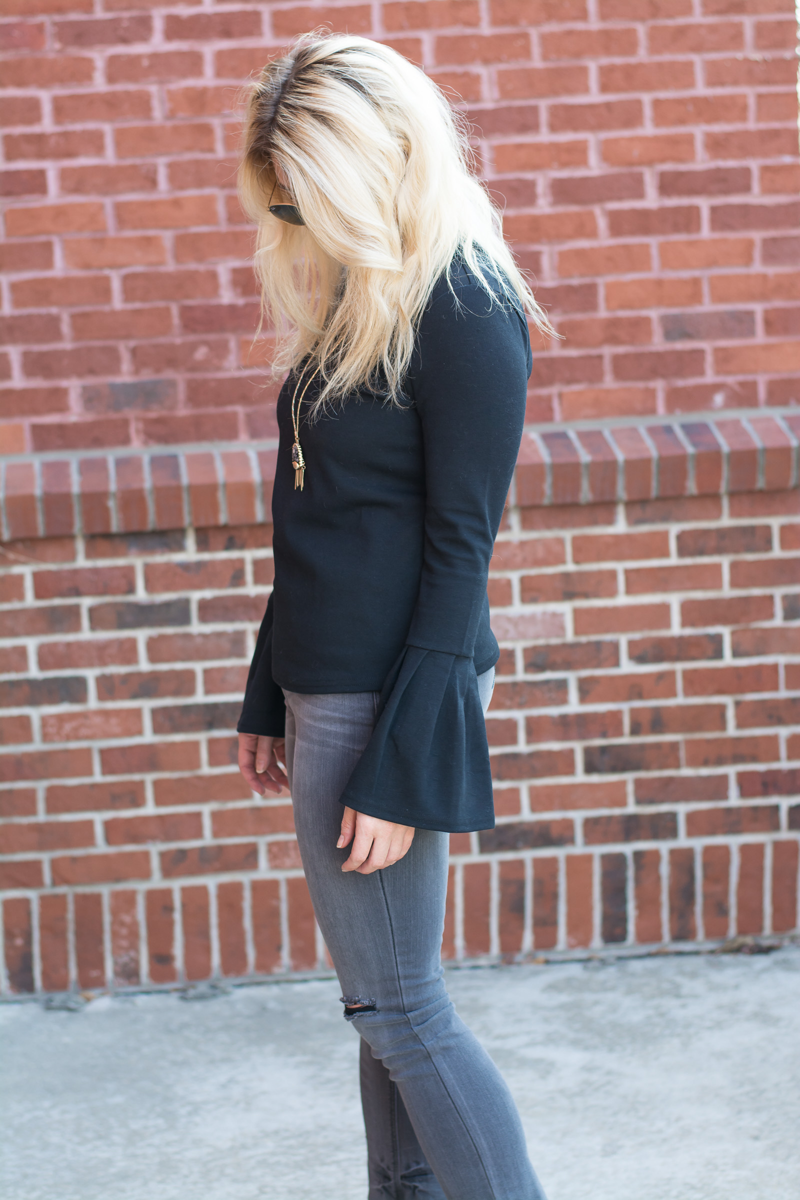 Black Sweater with Bell Sleeves. | Ashley from LSR