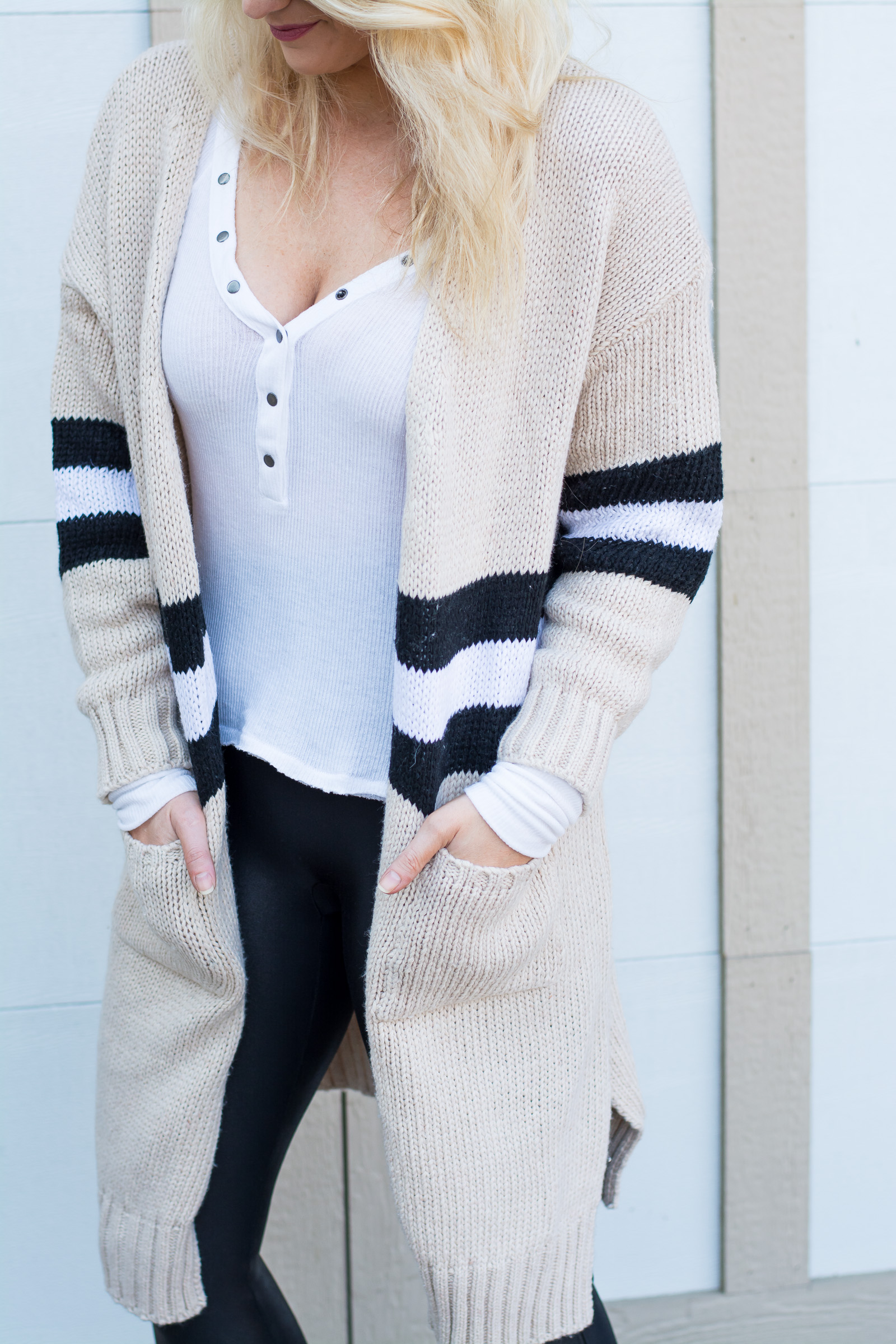 Outfit Idea: Striped Cardigan + Fur Mules. | Ashley from LSR