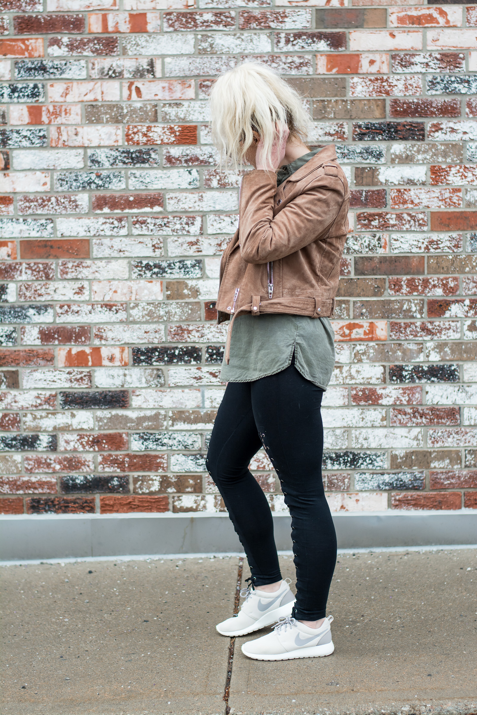 Favorite Suede Jacket + Lace-up Leggings.