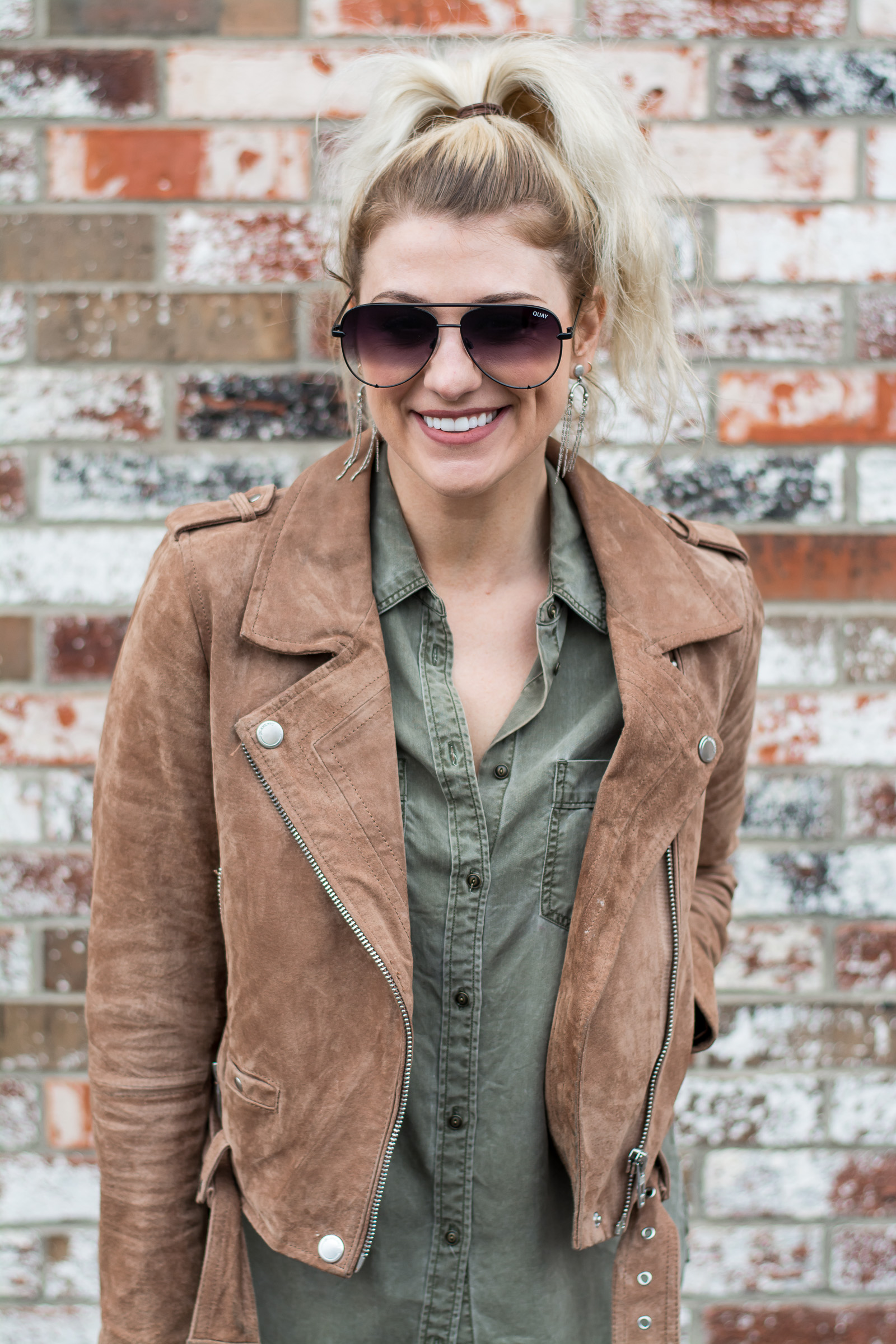 Fave Suede Jacket with Lace-up Leggings. | Ashley from LSR