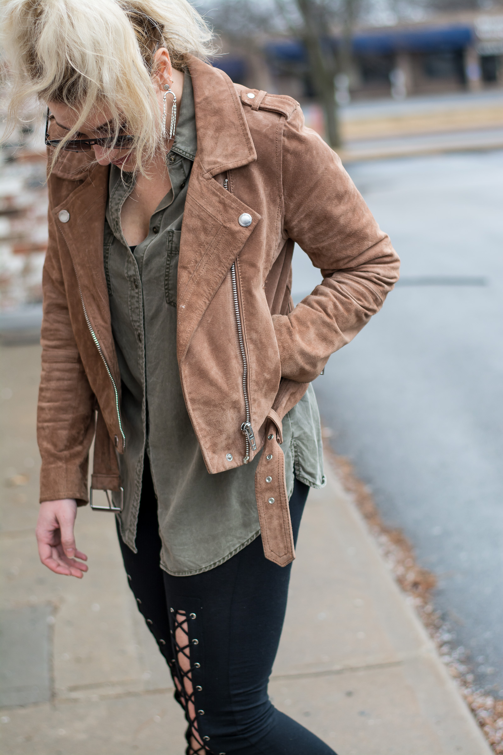 Fave Suede Jacket with Lace-up Leggings. | Ashley from LSR