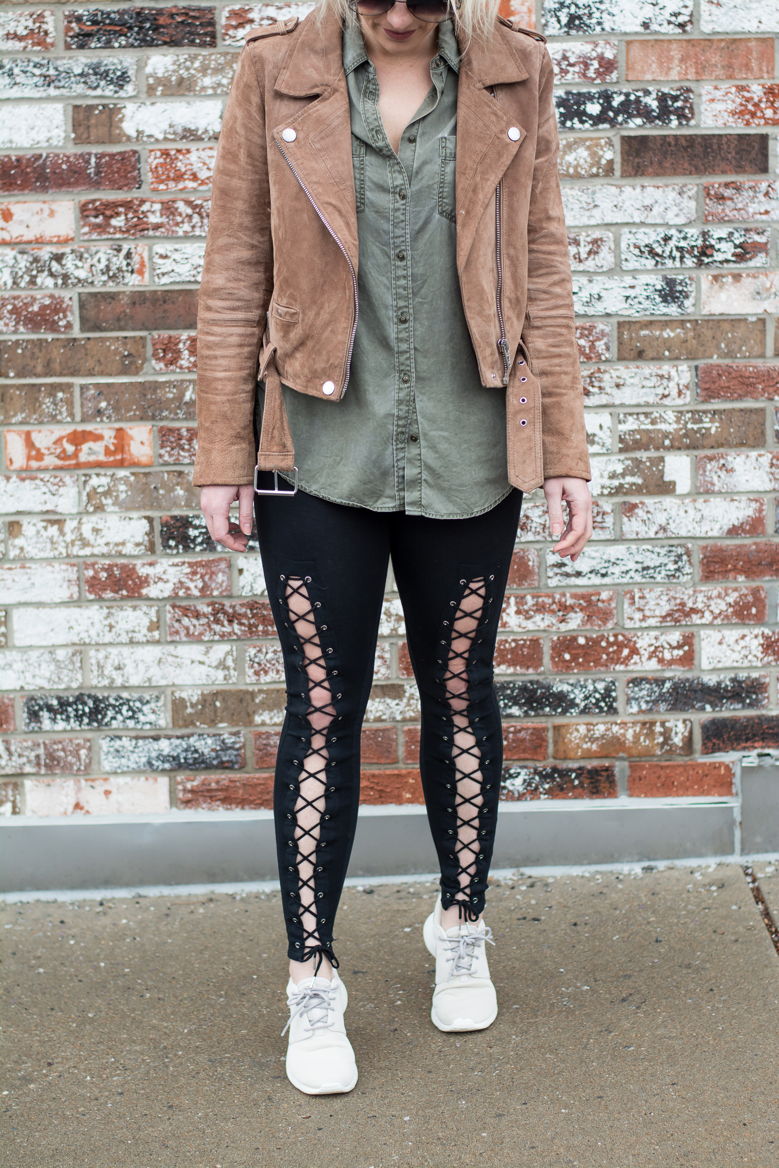 Fave Suede Jacket with Lace-up Leggings. | Ashley from LSR