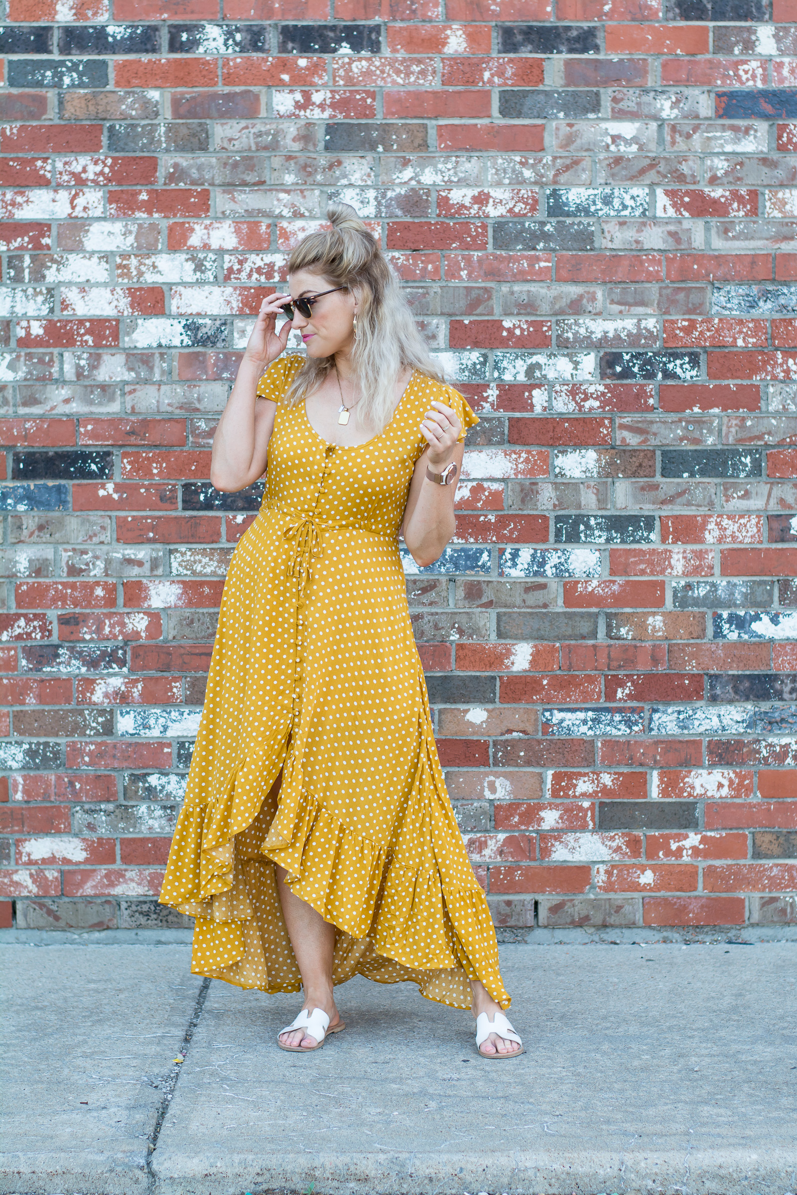 Mustard Polka Dot Prairie Dress. | Ash from LSR