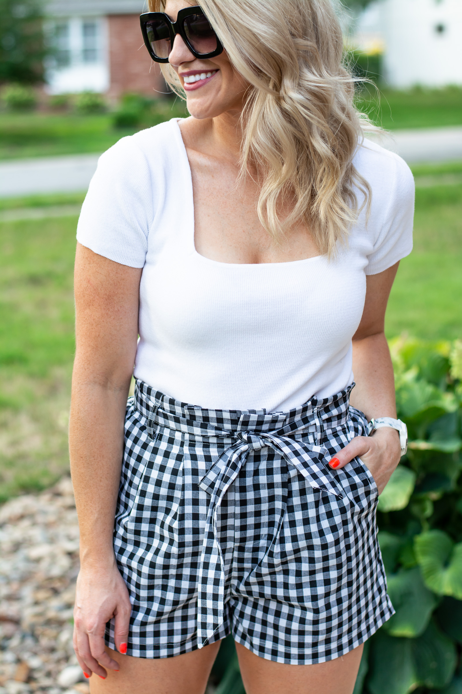Outfit Idea: Gingham Shorts + Crop Top. | Ashley from LSR