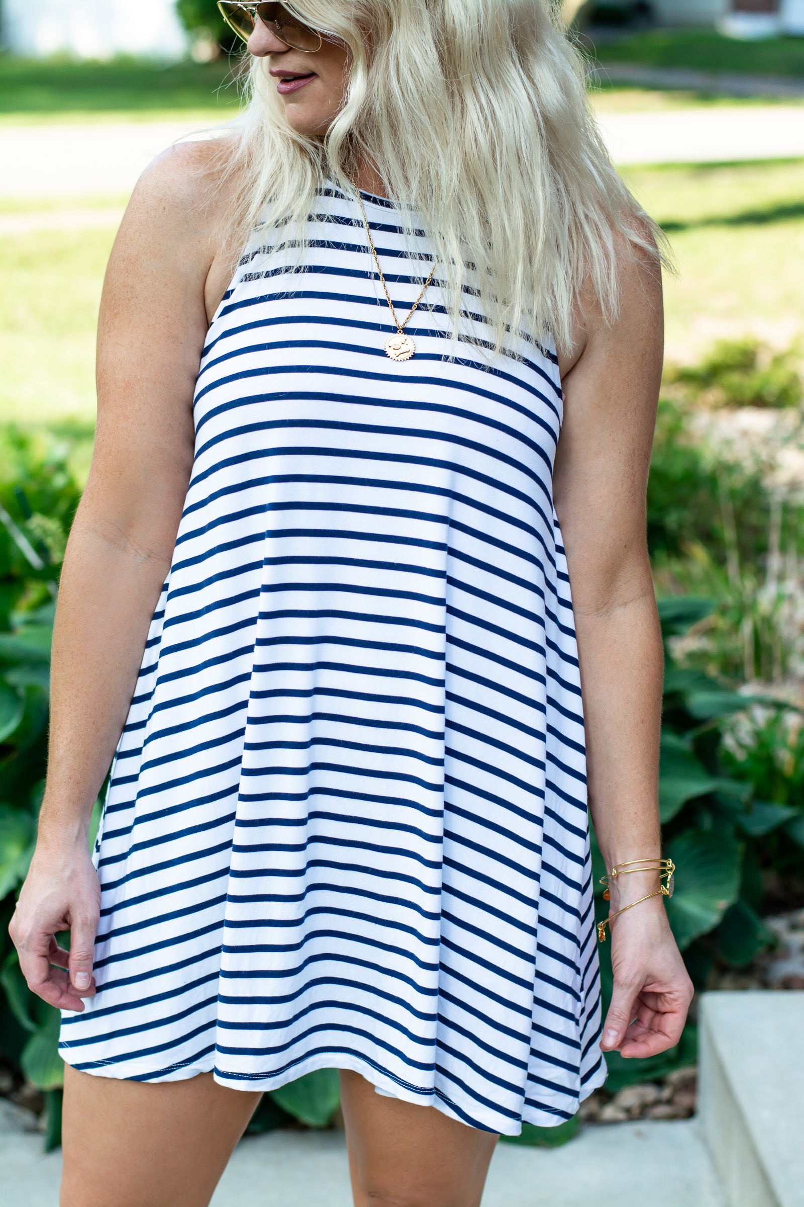 Swingy Striped Dress + Rose Gold Sneakers. | Ash from LSR