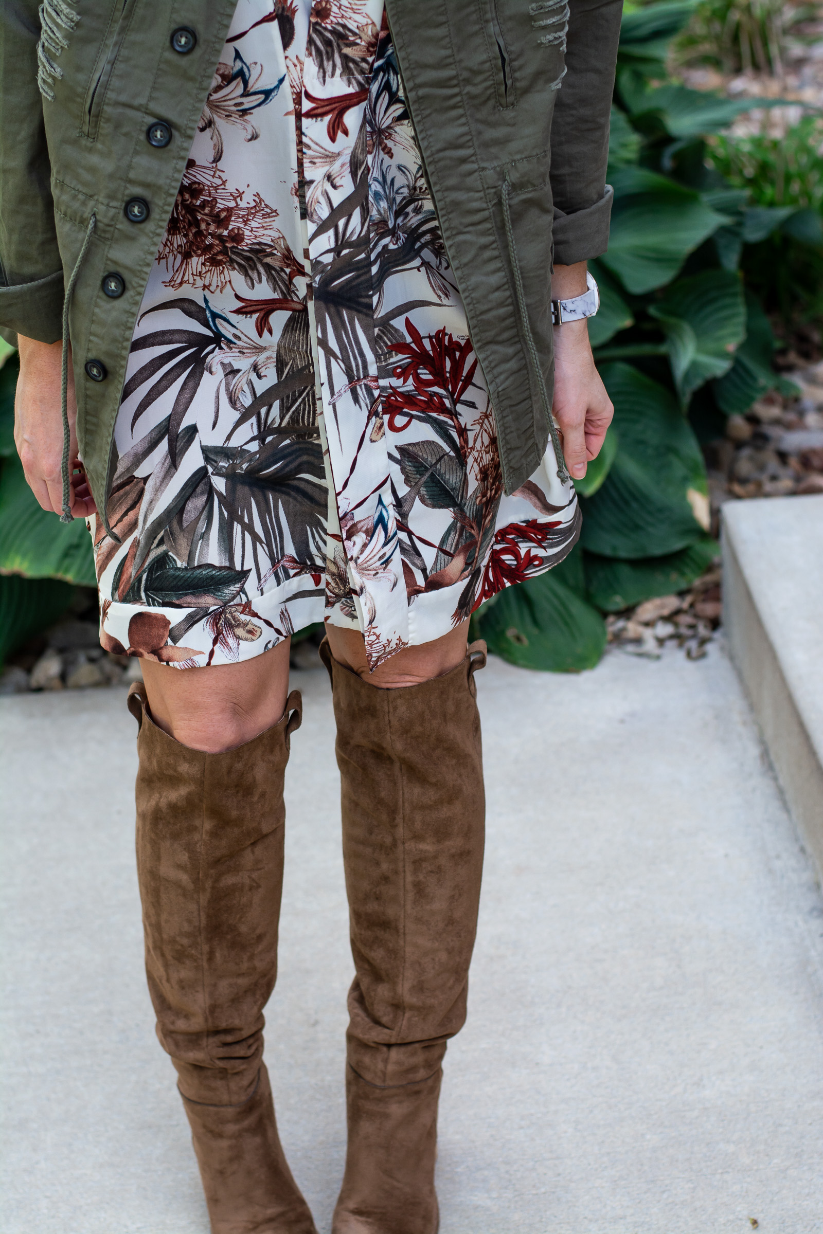 Transitional Tropical Dress + Tall Boots. | Ashley from LSR
