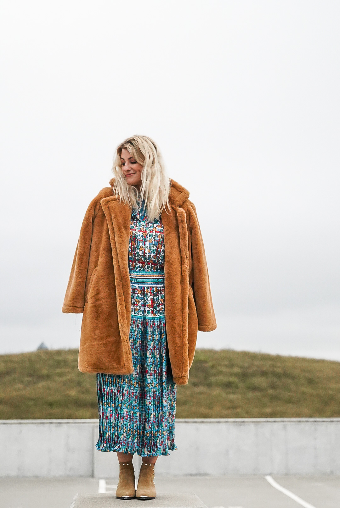 Vintage Silk Dress + Faux Fur Coat. | Ashley from LSR