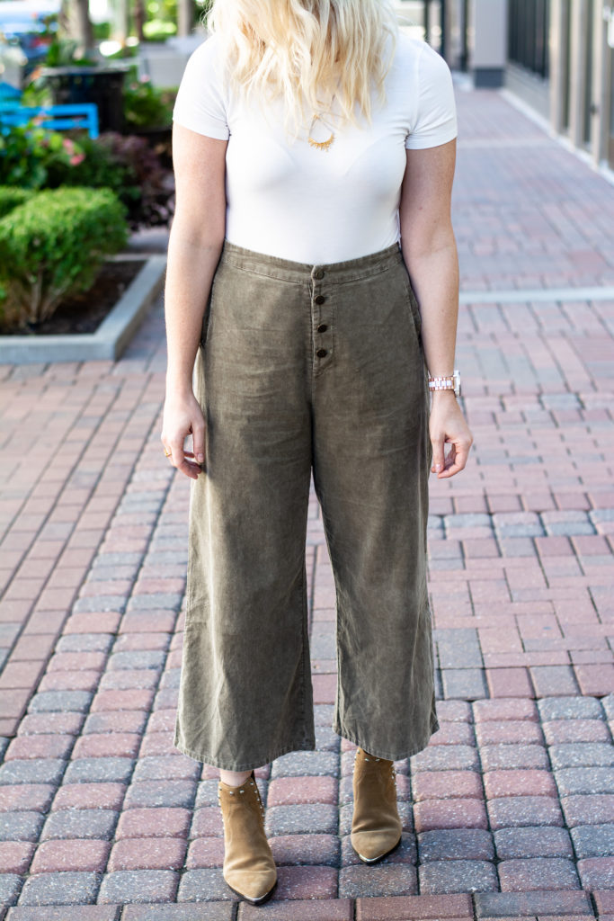 Wide-leg Girl Culotte, Olive Corduroy main image 1